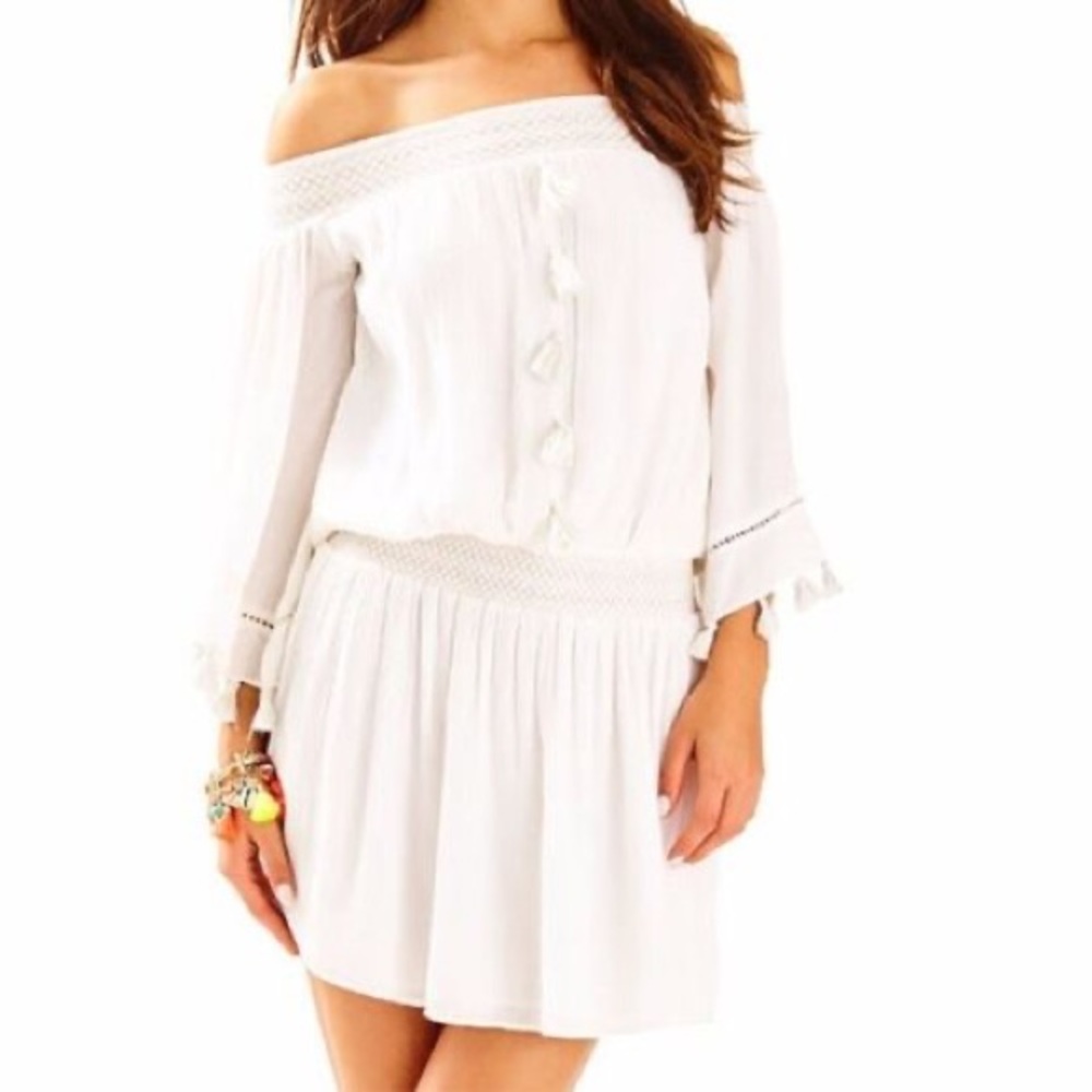 LILLY PULITZER Joelle Off-the-shoulder Dress In Resort White